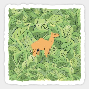 Camel in Leaves Sticker